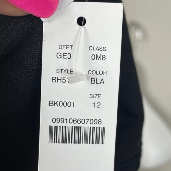 J. Crew One Piece Swimsuit Style BH518 Strappy Black Size 12 Tie Open Back - Picture 8 of 8